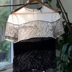Bcbgmaxazria black and white 4 striped top xxs